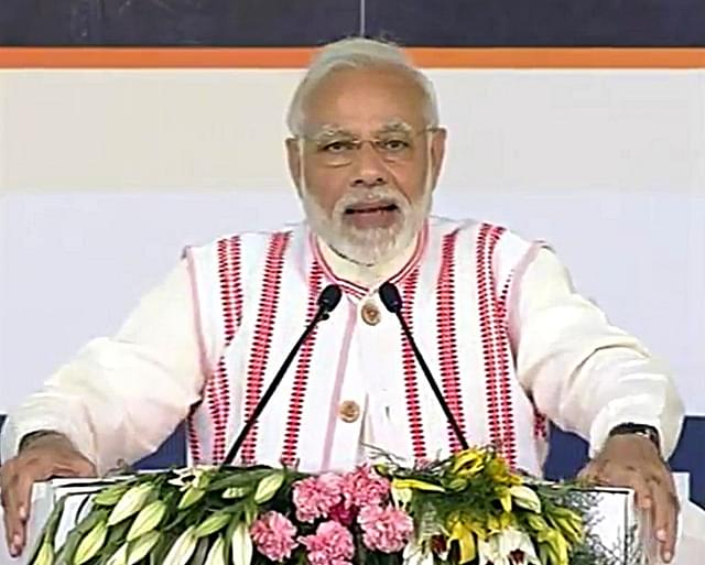 Prime Minister Narendra Modi speaking at the launch of Ayushman Bharat.&nbsp;