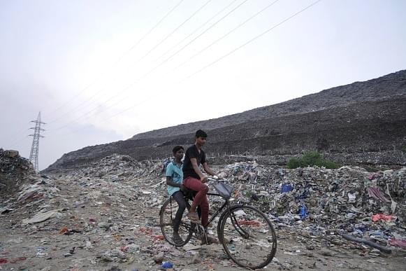 A view of Ghazipur landfill at Ghazipur. (Sunil Ghosh/Hindustan Times via Getty Images)
