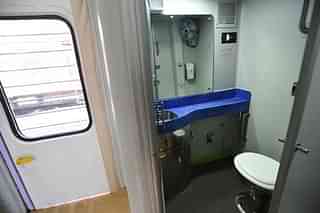 Bio-degradable toilet inside model rake of luxury ‘Make in India’ railway coaches (Photo by Raj K Raj/Hindustan Times via Getty Images)