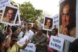 Protests against Rajiv Gandhi’s killers’ release. (Satish Bate/Hindustan Times via Getty Images)