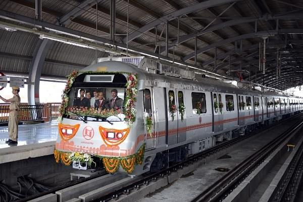 The Jaipur Metro being inaugurated (Purushottam Diwakar/India Today Group/Getty Images)