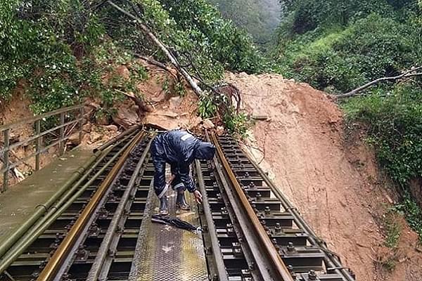 Damaged track on Hassan-Mangaluru section (Facebook)&nbsp;