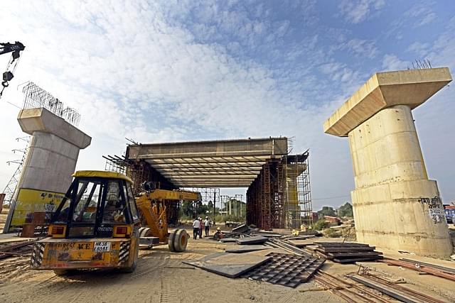 Construction work at the Western Peripheral Expressway and Eastern Peripheral Expressway point near Kundli to Palwal. (Sonu Mehta/Hindustan Times via Getty Images)