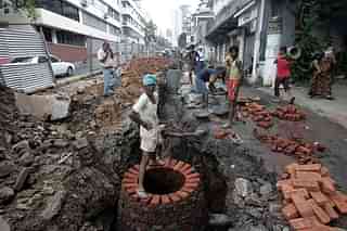 Sewer PipeLine construction at Peddar Road in Mumbai. (representative image) (Kunal Patil/Hindustan Times via Getty Images)