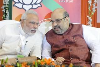 Prime Minister Narendra Modi and Amit Shah. (Sonu Mehta/Hindustan Times via GettyImages)&nbsp;