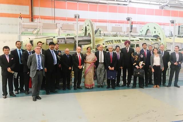 Defence Minister Nirmala Sitharaman at the Dassault Aviation facility in France.