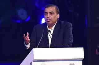  Reliance Industries chairman Mukesh Ambani speaking at the inaugural session of the UP Investors’ Summit - 2018 at the Indira Gandhi Pratishthan, on February 21, 2018 in Lucknow. (Photo by Subhankar Chakraborty/Hindustan Times via Getty Images)