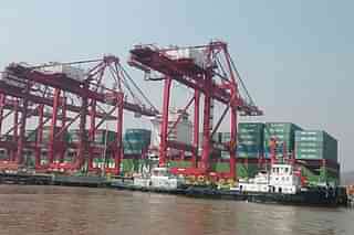 Containers loaded onto a ship at the Jawaharlal Nehru Port Trust (Bhaskar Paul/The India Today Group/Getty Images)