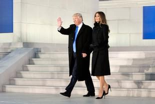 Trump and Melania Trump arrive at the ‘Make America Great Again’ Welcome Celebration concert at the Lincoln Memorial in Washington. (Chris Kleponis-Pool/Getty Images)