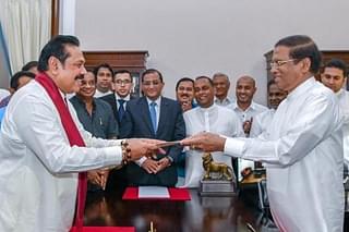 Mahinda Rajapaksa sworn in as new Prime Minister in Colombo. (Image courtesy of twitter.com/PresRajapaksa)