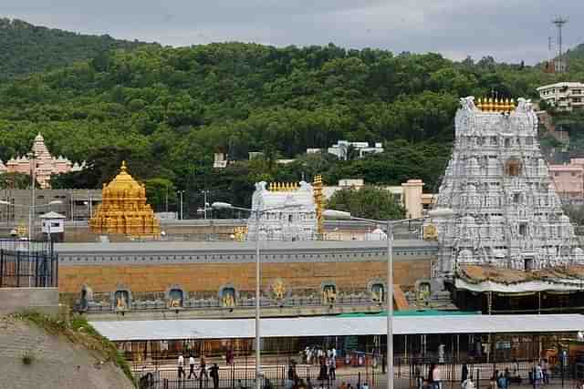 A view of the Tirumala temple. (Photo by Hk Rajashekar/The India Today Group/Getty Images)