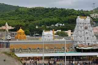 An aerial view of the Tirumala Tirupati temple. (Photo by Hk Rajashekar/The India Today Group/Getty Images)