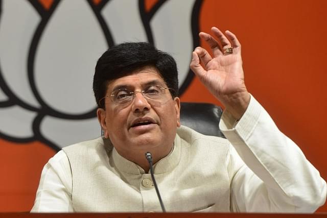 Minister of Railways of India, Piyush Goyal during a Press Conference in New Delhi. (Photo by K Asif/India Today Group/Getty Images)