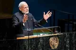 Prime Minister Narendra Modi speaks at the 69th United Nations General Assembly  (Photo by Kena Betancur/Getty Images)