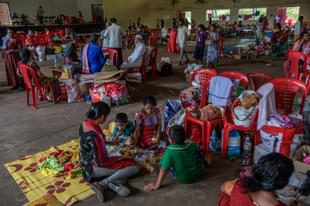 People rest at a relief camp in Aluva on 22 August 2018 in Kerala, India. (Atul Loke/GettyImages) 