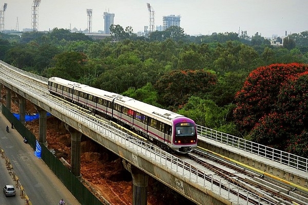 A Namma Metro train built by BEML in Bengaluru (Photo credit: Manjunath Kiran/AFP/GettyImages)