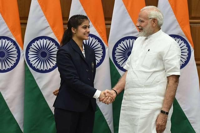 Manu Bhaker meeting the prime minister before departing for the youth olympics.