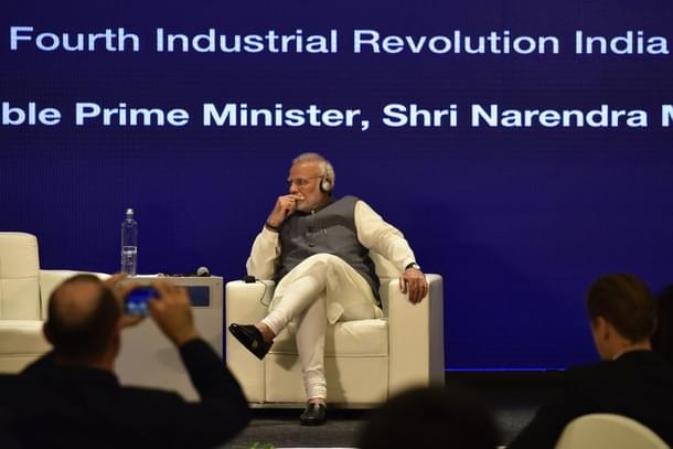 Prime Minister Narendra Modi during the launch of the Centre for the Fourth Industrial Revolution in New Delhi.  (Vipin Kumar/Hindustan Times via GettyImages) 