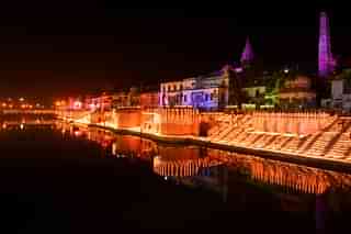Lights illuminating the temple town of Ayodhya (Deepak Gupta/Hindustan Times)&nbsp;