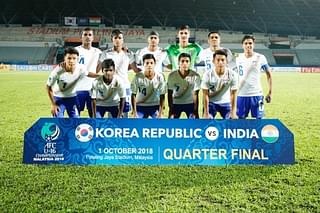 The Indian team before match against South Korea (@IndianFootball/Twitter)