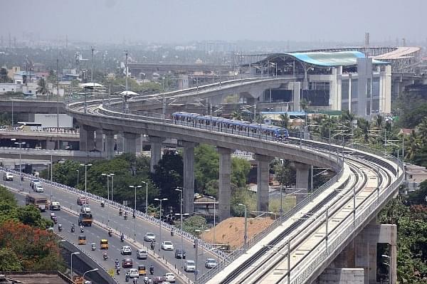 Representative Image of an elevated Chennai Metro line (Photo by Jaison G/India Today Group/Getty Images)