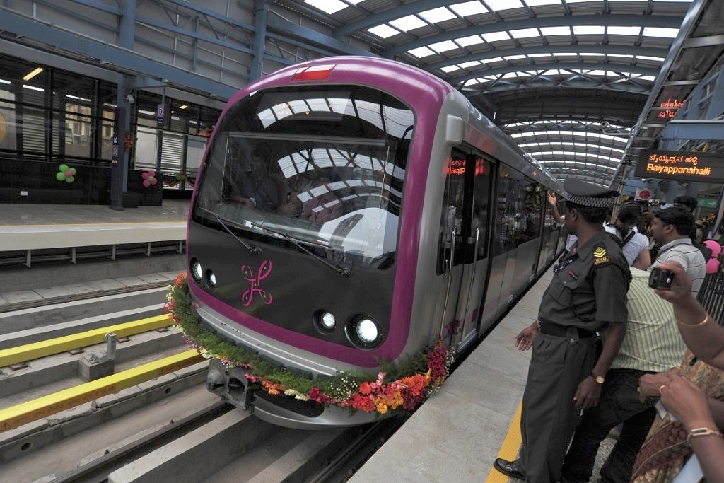 The Namma Metro in Bengaluru. (Jagdeesh MV/Hindustan Times via Getty Images)