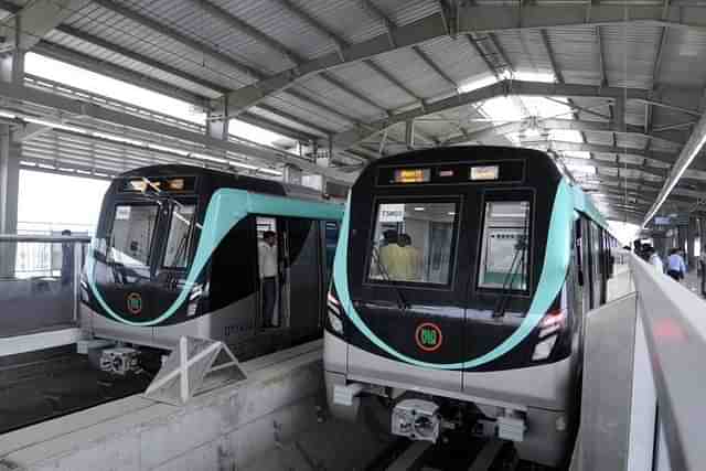 The Noida Metro Rail. (Sunil Ghosh/Hindustan Times via Getty Images)