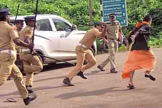 Kerala police has been accused of excesses on protesting Sabarimala devotees. (pic via Twitter)