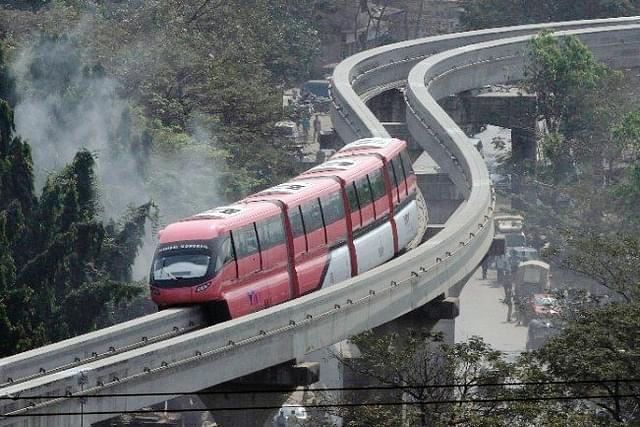 The Mumbai Monorail during its initial trial run in 2013. (representative image) (Kunal Patil/Hindustan Times via GettyImages)