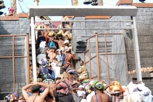 Devotees thronging the temple, Lord Ayyappa of Sabarimala in Kerala, India (Photo by Shankar/The India Today Group/Getty Images)