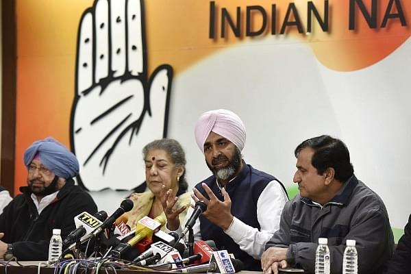 Finance Minister of Punjab Manpreet Badal addressing a press conference. (Photo by Virendra Singh Gosain/Hindustan Times via Getty Images)