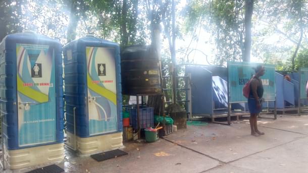 The bio-toilet for women and urinals for men. Women could feel uneasy to use toilets when men use the urinals.