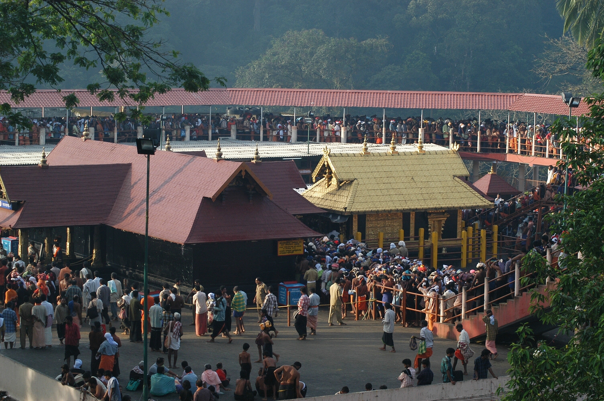 Devotees at the Sabarimala temple complex. (Photo by Shankar/The India Today Group/Getty Images)