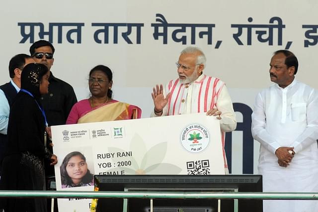 PM Modi at the launch of Ayushman Bharat. (Parwaz Khan/Hindustan Times via Getty Images)