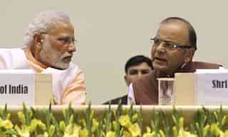 PM Modi with FM Arun Jaitley. (Virendra Singh Gosain/Hindustan Times via Getty Images)