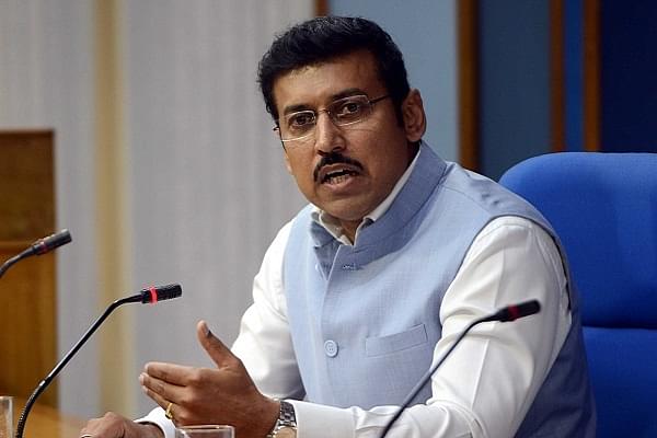 Minister of State for Information and Broadcasting (MIB) Rajyavardhan Singh Rathore.  (Parveen Negi/India Today Group/Getty Images)