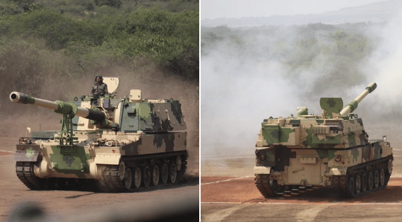K9 Viraj Self-Propelled Gun at the Deolali Artillery Centre in Maharashtra’s Nashik earlier today. (@livefist/Twitter)
