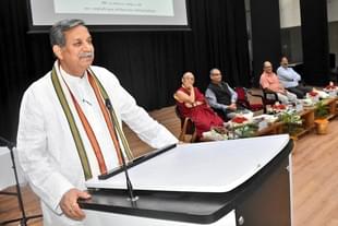 UGC Chairman Prof D P Singh addressing a gathering at Banaras Hindu University (Pic via Twitter) 