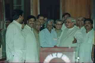 Dr. APJ Abdul Kalam and Prime Minister Shri Atal Bihari Vajpayee during presidential election at Parliament House on 15 July 2002. (HC Tiwari/Hindustan Times via Getty Images)