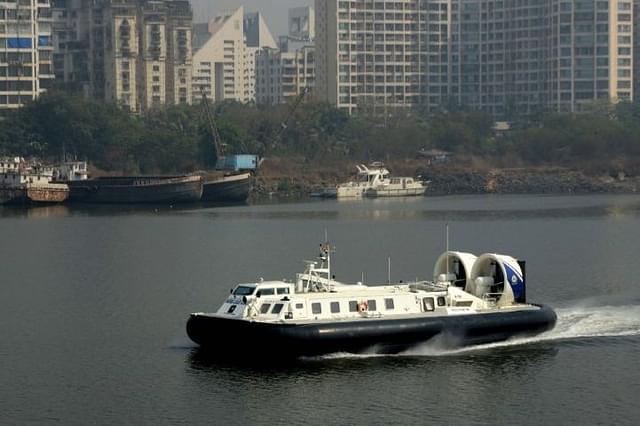 A hovercraft in the Mumbai Harbour (Bachchan Kumar/Hindustan Times via Getty Images)