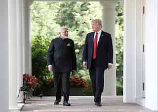 US President Donald Trump and Indian Prime Minister Narendra Modi walk from the Oval Office to deliver joint statements in the White House. (Win McNamee/Getty Images)&nbsp;