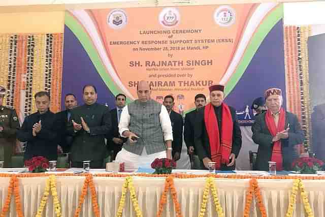 Union Home Minister Rajnath Singh launching the ERSS with Himachal Chief Minister Jairam Thakur (Photo Via Twitter Account of @RajnathSingh)