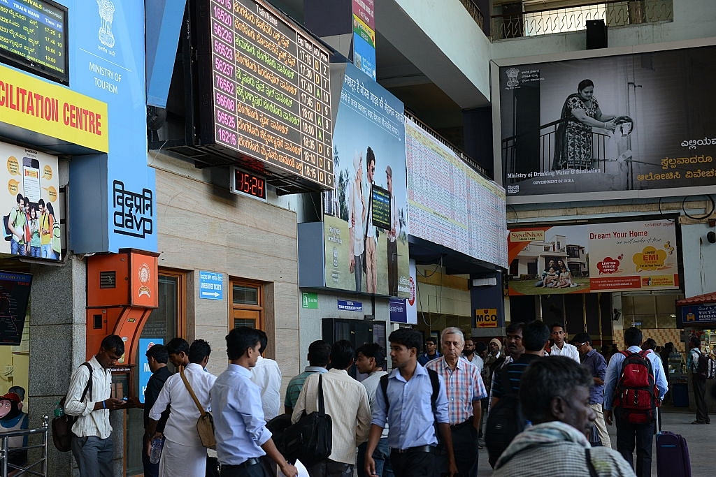 Passengers seeking information about trains creates kiosk at the city’s Railway Station, on February 24, 2015 in Bengaluru. (Photo by Hemant Mishra/Mint via Getty Images)