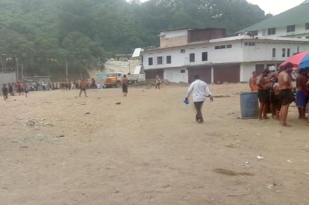 This bare ground was where a huge hall stood for Sabarimala pilgrims before floods swept it away. 