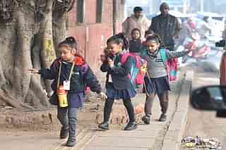 Preschoolers in New Delhi on their way to Nursery. (Photo by Sanchit Khanna/Hindustan Times via Getty Images)