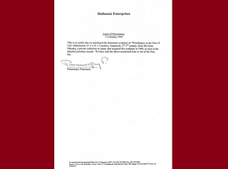 Letter of Provenance from Dalhousie Enterprises