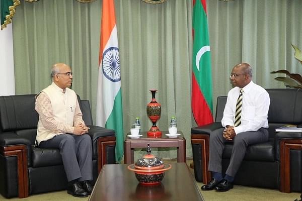 Maldives Foreign Minister meets with the Indian Ambassador. (MFA Maldives/Twitter)