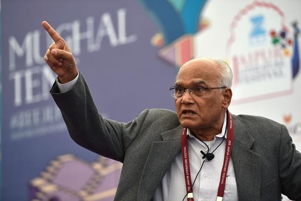 S L Bhyrappa speaks at the ‘Saakshi: The Witness’ session, at the Jaipur Literature Fest on January 19, 2017. (Photo by Saumya Khandelwal/Hindustan Times via Getty Images)