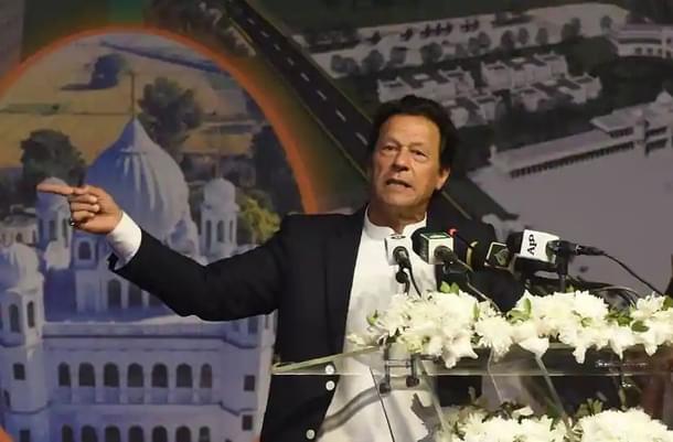 Pakistan Prime Minister Imran Khan speaking at the foundation laying ceremony for Kartarpur corridor. (Hindustan Times) 