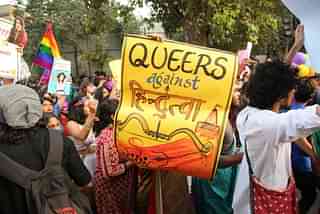 Members and supporters of the LGBT community take part in Delhi’s Queer Pride Parade from Barakhamba Road to Parliament Street in New Delhi, India. (Raajessh Kashyap/Hindustan Times via GettyImages)&nbsp;